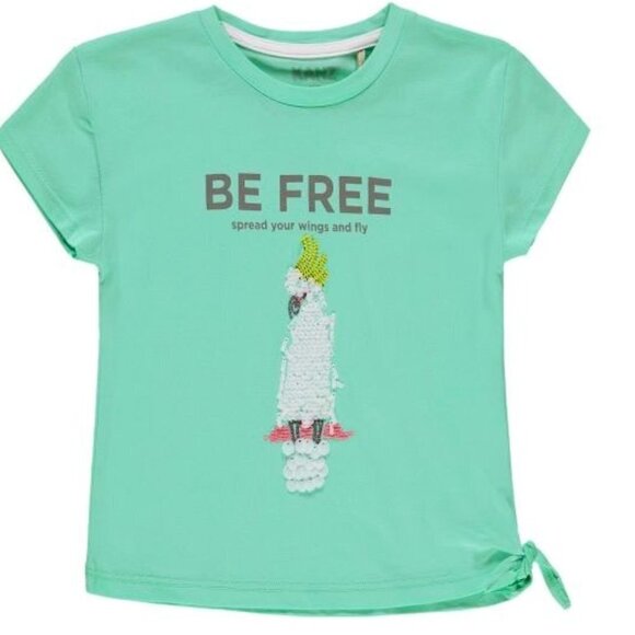 NET Kanz green t-shirt with front print and sequins - Picture 1 of 3